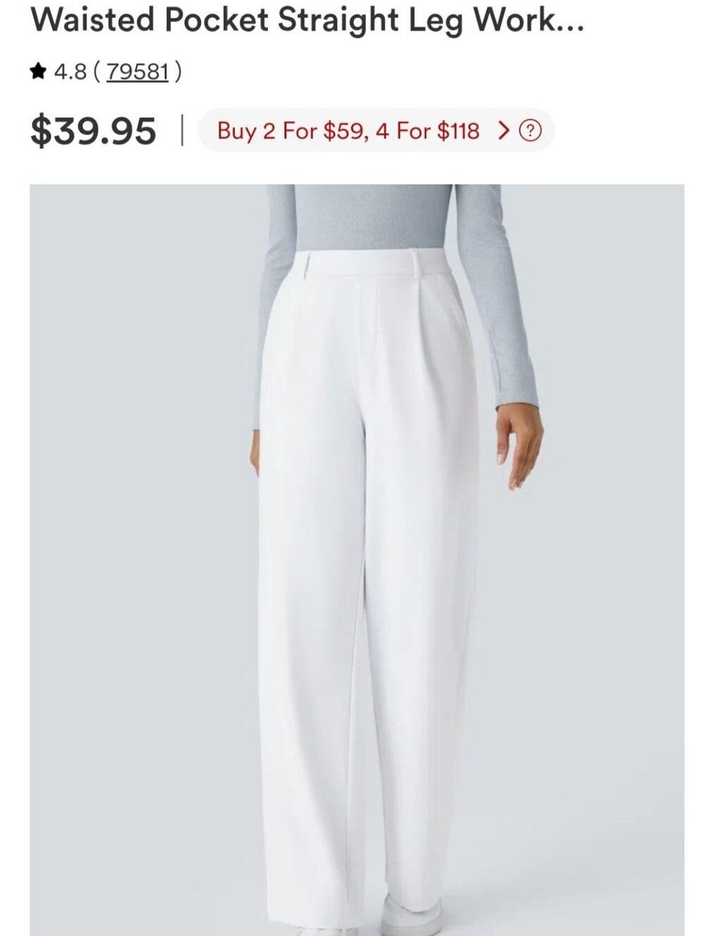 HALARA White Wide-Leg Trousers